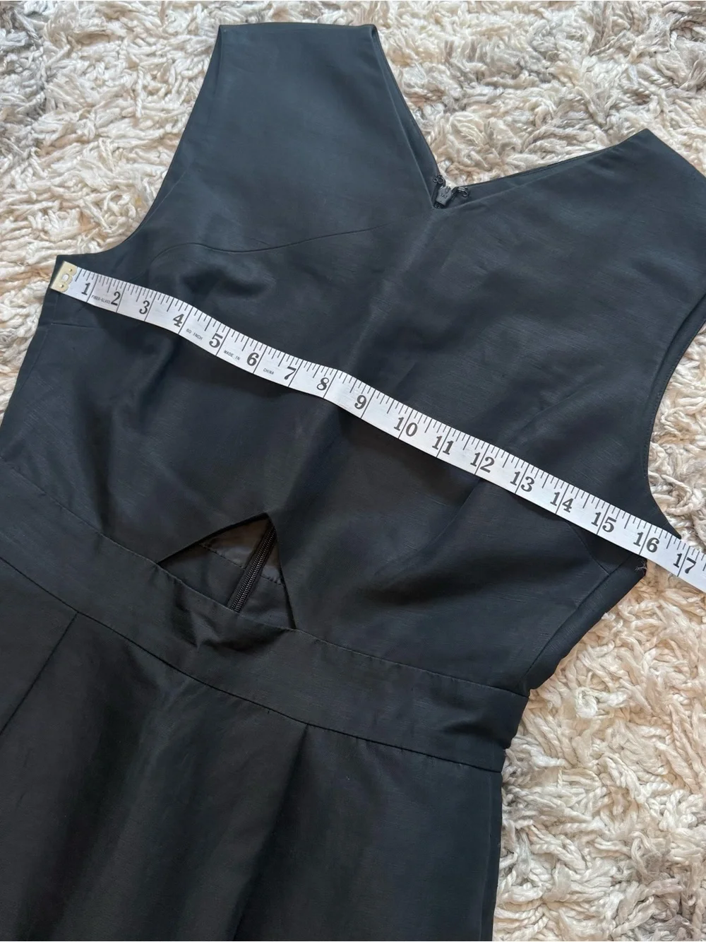 Kate Spade Saturday Black Linen Blend Fit & Flare Mini Dress Sz 4 V-Neck Cutout